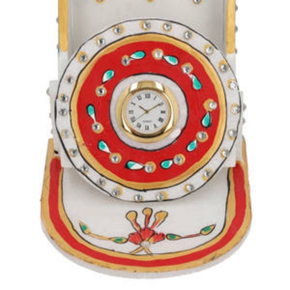 Marble Clock Phone Holder - Red and Gold - Picture 6 of 7